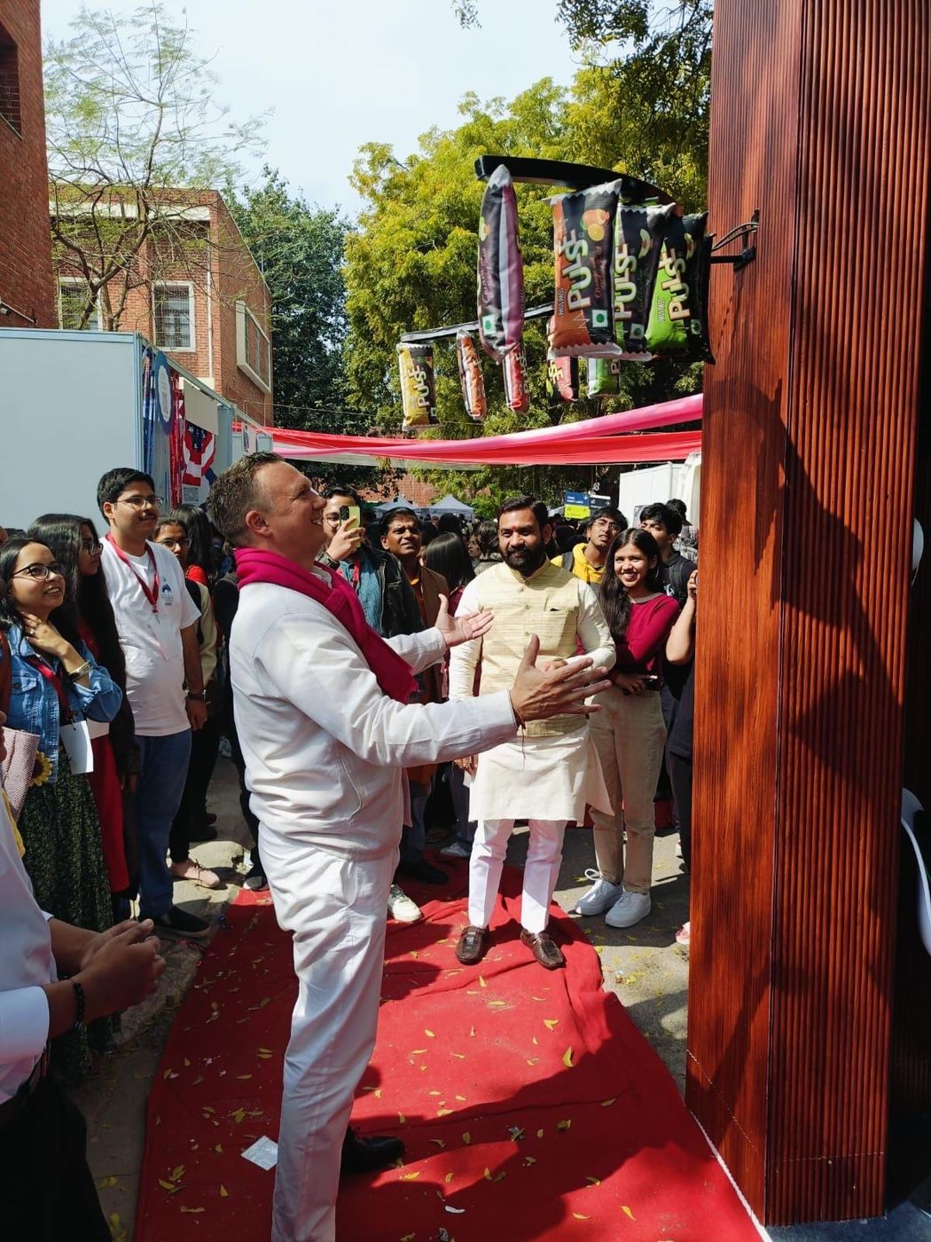 Festival guest speaking on stage