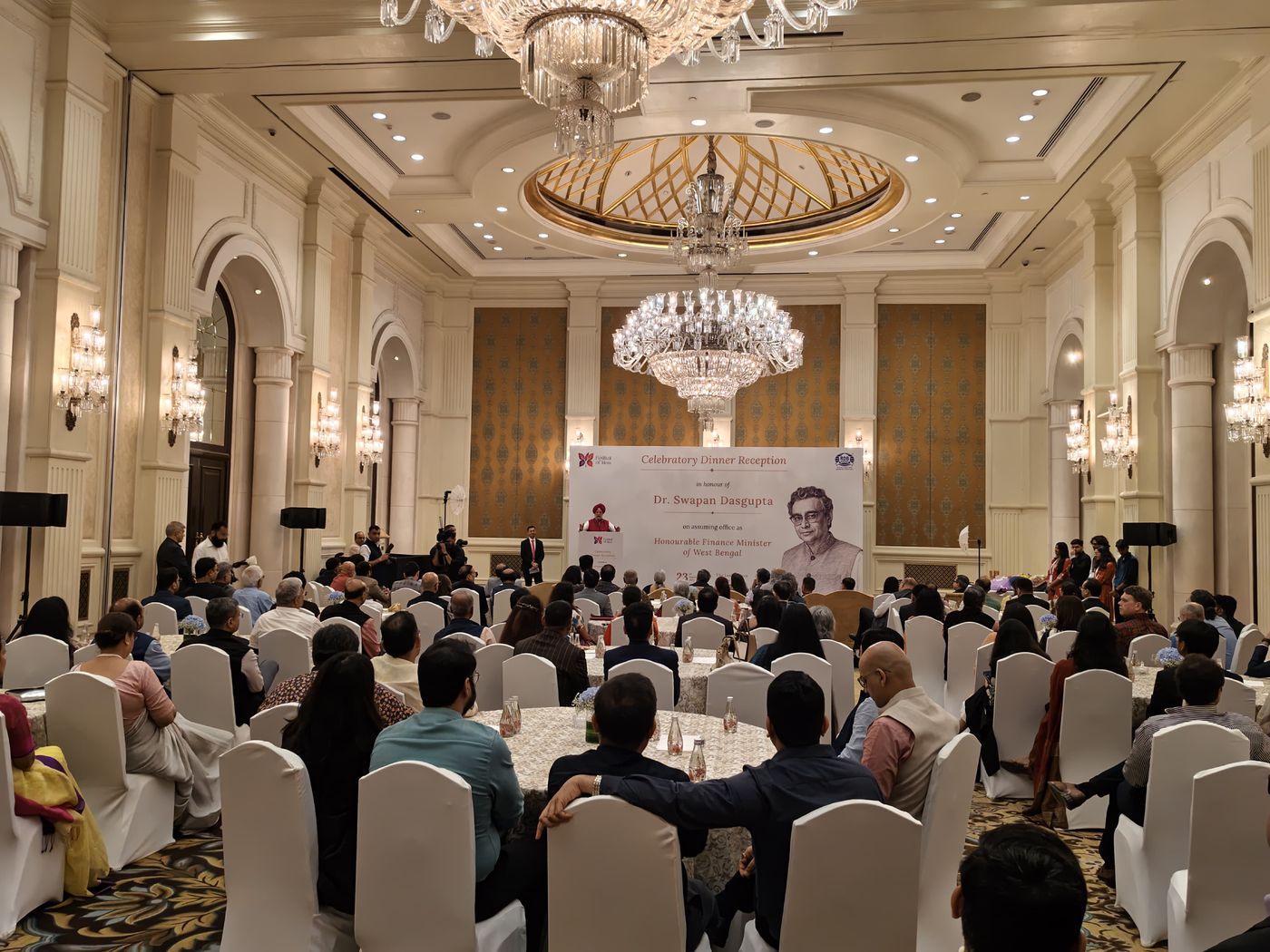 Banquet hall during a festival dinner